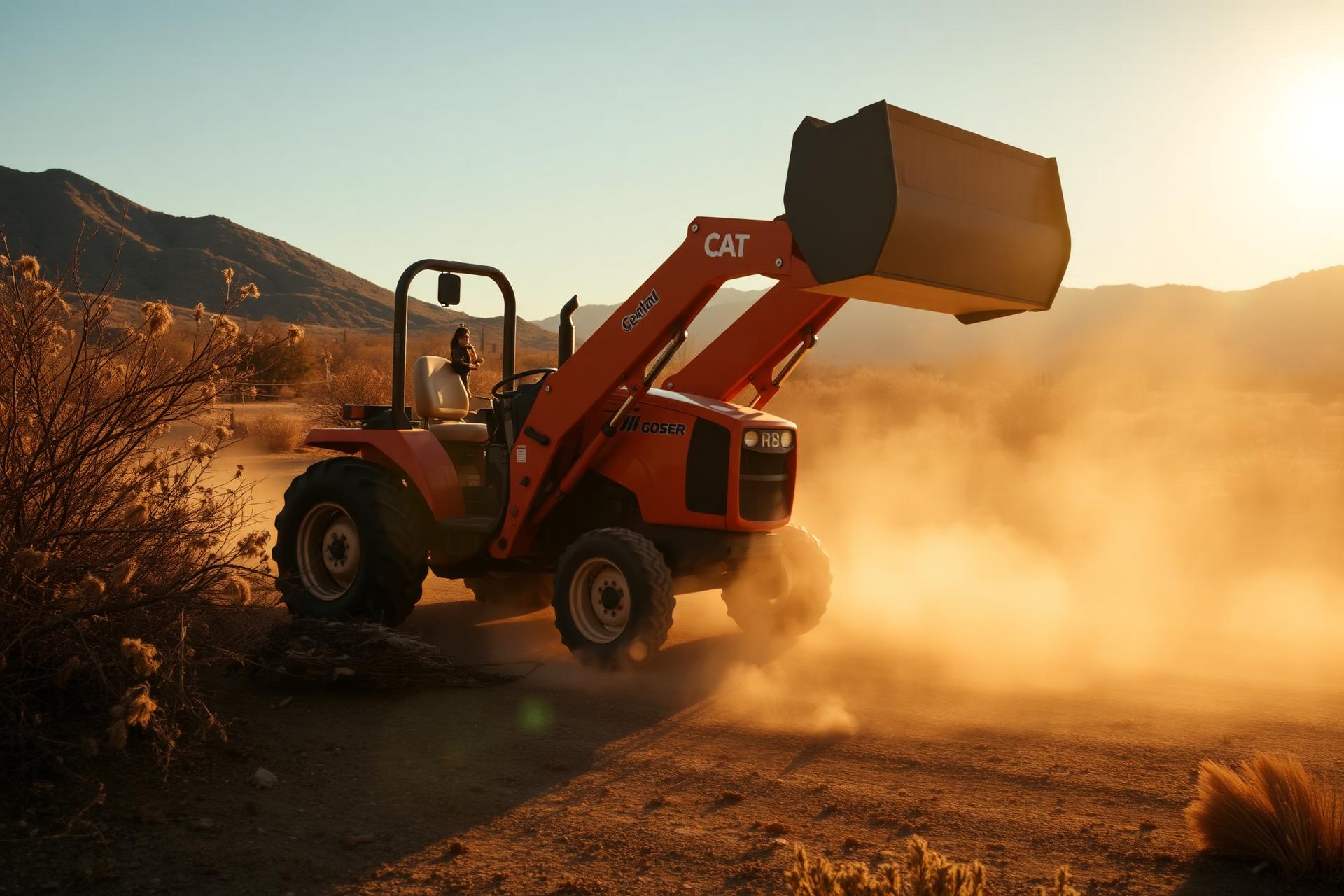 Tractor clearing land in Hesperia